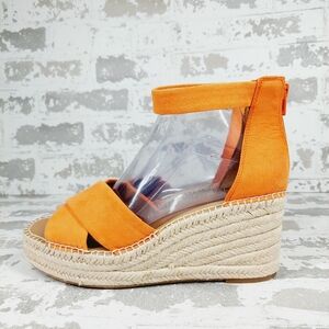 New Nordstrom Rack Caroline Orange Platform Wedge Sandal M1018